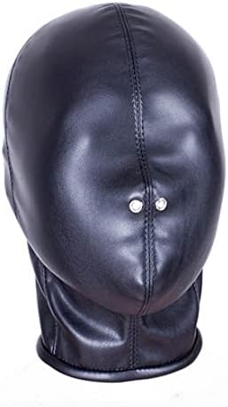 Generic Upgrade Your Cosplay Game with Black Soft PU Leather Full Cover Head Hood Masks - Get Ready to Turn Heads