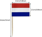 100PCS Netherlands Dutch Small Toothpick Flags Decor Mini Cupcake Toppers Cocktail Picks