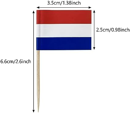 100PCS Netherlands Dutch Small Toothpick Flags Decor Mini Cupcake Toppers Cocktail Picks