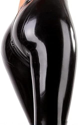 Black Sexy Latex Leggings with Crotch Zippers Long Rubber Pants Jeans Trousers Bottoms,Custom Color,XXL