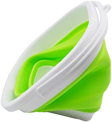 SAMMART 2.6L (0.68 Gallon) Super Mini Sqare Collapsible Plastic Bucket - Foldable Square Tub - Portable Fishing Water Pail - Space Saving Outdoor Waterpot (White/Grass Green)