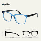 OPULIZE LEO Reading Glasses for Women Men, Large Rectangular Frame with Spring Hinges, Blue Purple Grey Clear +1.50 (Pack of 4)