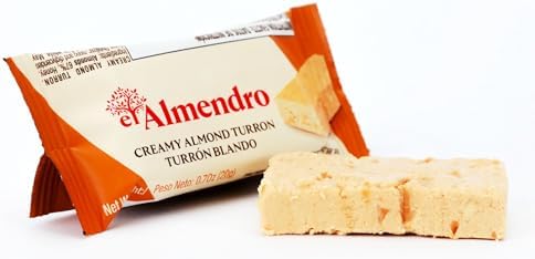 Creamy Almond Turron Nougats From Spain, Traditional Spanish Candy Individually Wrapped, 24 Turron Blando Bars By El Almendro, Dessert, Gluten Free Easter Candy Basket Stuffers For Adults