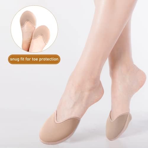Ballet Pointe Dance Shoe Toe Covers - Forefoot Wrap Pads, Half Pads, Sponge Insoles, Skin Color