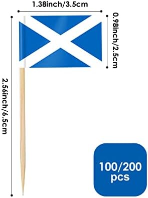 AhfuLife Scotland Flag Scoland Toothpick Flags, 100 Pcs Small Tiny Scotland Cupcake Toppers Double-sided for World Cup Soccer Party Decorations