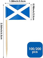 AhfuLife Scotland Flag Scoland Toothpick Flags, 100 Pcs Small Tiny Scotland Cupcake Toppers Double-sided for World Cup Soccer Party Decorations