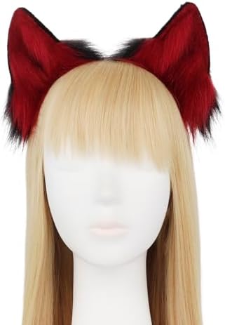 Furry Animal Cat Fox Tail Faux Fur Wolf Ear Headband Leather Neck Chocker Costume Set for Party Halloween Cosplay