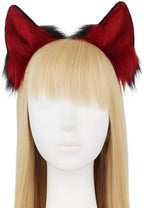 Furry Animal Cat Fox Tail Faux Fur Wolf Ear Headband Leather Neck Chocker Costume Set for Party Halloween Cosplay