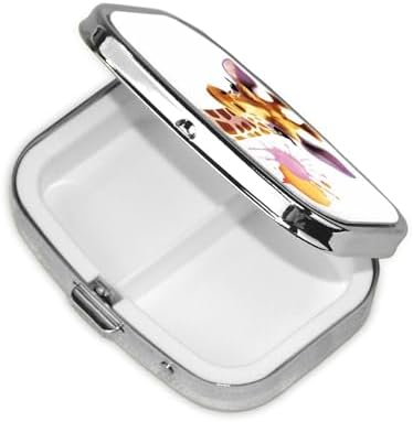Giraffe Pill Box 2 Compartment Metal Pill Case Portable Travel Pill Organizer for Pocket or Purse Decorative Square Medicine Box Vitamin Container Unique Gift