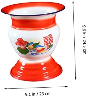 PartyKindom 1pc Portable Potty Training Seat Spittoon Tall Enamel Chamber Pot Chinese Mspittoon Vintage Style