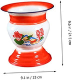 PartyKindom 1pc Portable Potty Training Seat Spittoon Tall Enamel Chamber Pot Chinese Mspittoon Vintage Style