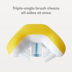 Frida Baby Training Toothbrush, For Toddlers 18-24 Months, Easy-Grip Handle, Triple Angle Bristles, Soft Bristles, Stay-Put Suction Cup, Yellow