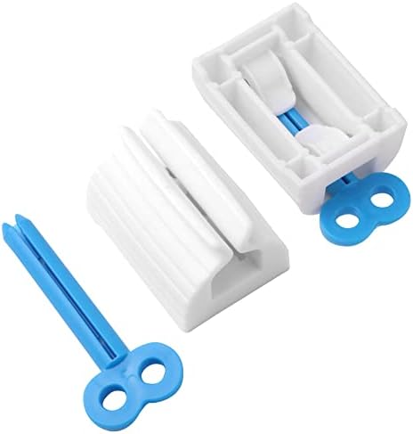 JIAKAI 2pcs Rolling Tube Toothpaste Squeezer Toothpaste Seat Holder Stand for Bathroom Accessories（Blue