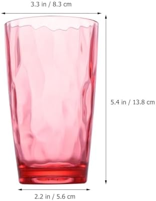 OUNONA Acrylic Water Grain Tumbler 470ml Large Capacity Shatterproof Beverage Cup Red for Restaurant and Bar Use