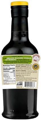 Mazzetti Organic Label Balsamic Vinegar of Modena PGI, 8.45 Fl Oz, Light & Balanced, Perfect for Dipping, Soups, Salads, Grilled Vegetables, USDA Organic, Crafted in Italy