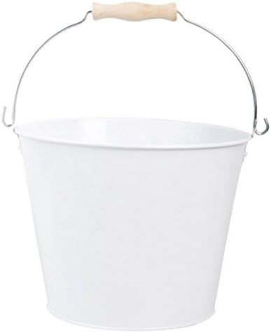 Esschert Design USA White Metal Bucket with Wood Handle (RD23)