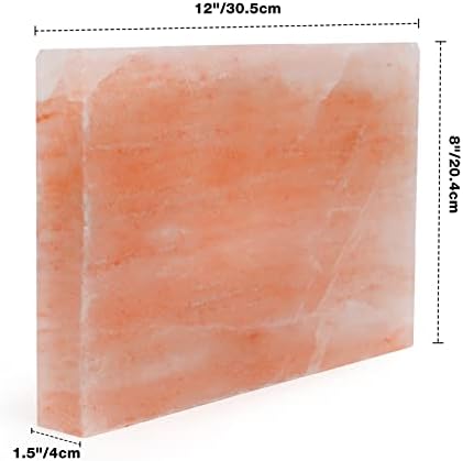 Himalayan Salt Block Cooking Plate with Metal Support, Food Grade Rock Salt Slab Stone 12" X 8" X 1.5" for Grilling, Cooking, Cutting and Serving, Gifts for Men, Women, Chefs & Cooks