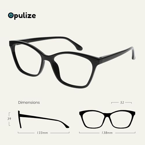 OPULIZE KAT Reading Glasses for Women Men, Cat-Eye Frame with Spring Hinges, Black Brown Grey +2.00 (Pack of 3)