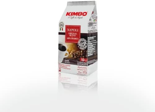 Kimbo Napoli Original Blend 100% Arabica Ground Coffee | 10/13 Intensity | Dark Roast with Floral & Sweet Flavor | 12 oz (340g) bag