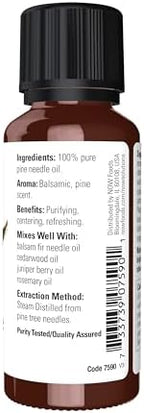 NOW Essential Oils, Pine Needle Oil, Purifying Aromatherapy Scent, Steam Distilled, 100% Pure, Vegan, Child Resistant Cap, 1-Ounce