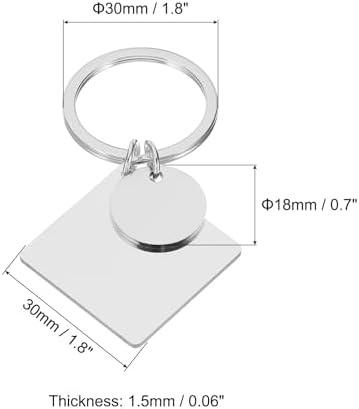 PATIKIL Metal Stamping Blanks, Keychain Square Tags Stainless Steel DIY Round Name Tag for Laser Engraving