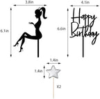 Elegant lady Happy Birthday Cake Topper Queen Birthday Cake Topper Acrylic Durable Cake Party Decoration High Heels Lady Girl/Women Party Cupcake toppers
