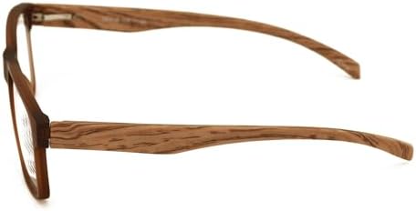 V.W.E. Men Rectangular Progressive Reading Glasses - No Line Clear on Top Bifocal Reader - Wood Grain Printed Temple