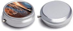 Beach Maui Hawaii Sunset Sea Waves Clouds Pill Box,3 Compartments Round Small Pills Case Moisture-Proof Portable Pill Container for Travel Vitamins Fish Oil Supplements