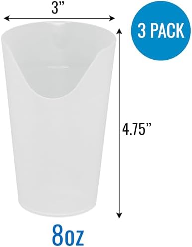 HealthSmart 8 oz. Nosey Cups for Adults - 3 Pack, Adult Sippy Cup, Autism Friendly, Dysphagia, Special Needs, Parkinsons and Occupational Therapy Tools, Elderly Assistance Products