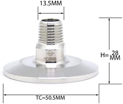 QiiMii 1.5 Inch Tri Clamp Tri Clover Fittings to NPT 1/4 Inch Male Thread Adaptor, Stainless Steel 304