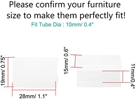 uxcell Plastic Chair Foot Floor Glides Tubing Caps Cover Protector 10mm Dia 8 Pcs White