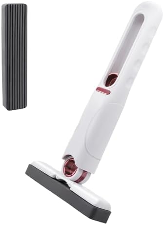 Portable Mini Cleaning Mop, Mini Sponge Mop, Wet and Dry Use Cleaning System for Bathroom, Kitchen, Desktop, Glass, Living Room, Car (2 Sponge Head + 1 Squeeze Handle)