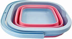 SAMMART Collapsible Rectangular Cleaning Bucket 5L (1.3 Gallon)- Foldable Camping Beach Sand Water Pot Pail- Portable Space Saving Tub for Household, Outdoor Car Washing (Cool Blue/Maglia Rosa)