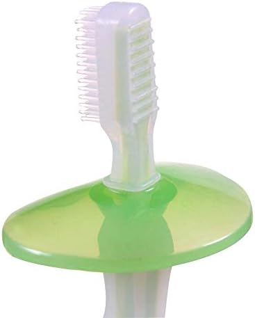 Simba Soft Bristle Silicone Baby Toothbrush with Milk Residue/Fur Scrubber. (Green)