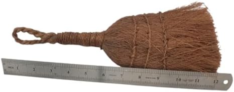 Palm Fiber Handheld Small Broom, Natural Bristle, Handmade Mini Fireplace Broom Brush