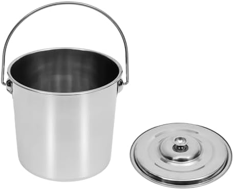 3 Gallon Stainless Steel Bucket with Hanging Lid, Food Grade 304 Metal Pail for Storage, Commercial Kitchen, Pet Food, Cleaning - 1.6mm Thick, Mirror Finish (3 Gal)