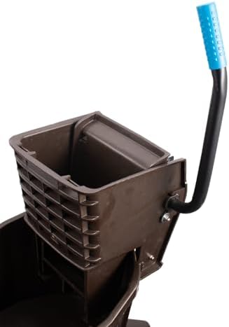 SPARTA Commercial Mop Bucket With Side Press Wringer, Floor Cleaning Essentials for Commercial and Home Use 26 Quart Capacity, 1 Count, Brown