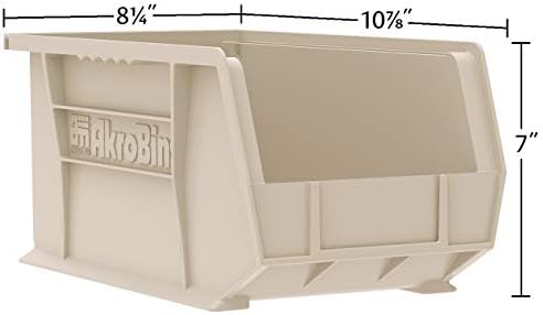 Akro-Mils 30239 AkroBins Plastic Storage Bins, Space-Saving Stackable Bins for Garage, Pantry, Craft Organization, 11-" x 8-" x 7-", Yellow, 6-Pack