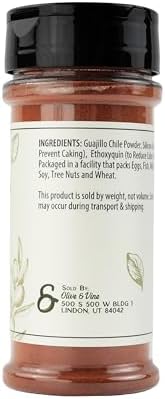 Olive & Vine Guajillo Chile Powder, Smoky Flavor, For Sauces & Marinades, Rich Tradition, Authentic Taste, For Global Recipes (4.16 Ounce)
