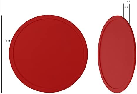 ONLYKXY 3 Pieces 3.93 Inch Silicone Coasters, Round Coasters for Drinks, Beverage Coffee Tea Coaster (Red)