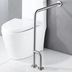 Shower Handicap Grab Bars for Bathroom Wall, Curved Stainless Steel Toilet Grab Bar Toilet with Legs,Wall Mounted Floor-Standing Safety Handrail, Support Handle for Seniors Disabled, 55×70cm Right