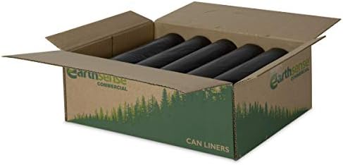Earthsense Commercial RNW4050 Can Liner 33x39, 31-33 Gal, 1.25 mil, Black, (Case of 100)