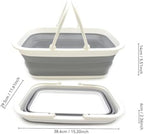 SAMMART SAMMART 9.2L (2.37Gallon) Collapsible Tub with Handle - Portable Outdoor Picnic Basket/Crater - Foldable Shopping Bag - Space Saving Storage Container (1, White/Grey)