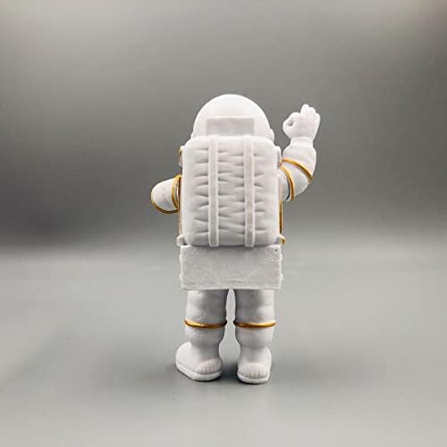 Figurine Astronaut Statue Spaceman Décor,Desktop & Tabletop Decorative Cute Mini Space Figure Ornament,Cake Toppers Decoration and Craft Gift(Gold and White Astronaut Statues)