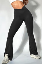 OZICERD Bootcut Flare Leggings for Women Tummy Control High Waist Crossover Scrunch Butt Leggings Wide Leg Yoga Pants Black