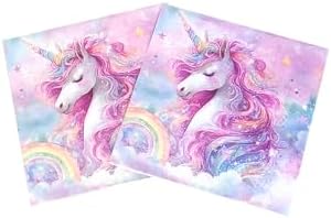 Unicorn Party Napkins,40PCS Rainbow Balloon Napkins Disposable, Unicorns Partys Supplies Birthday Decorations, Fancy Unicorns Party Dinner Paper Napkins 6.5in