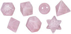 mookaitedecor 7 PCS Crystal Rose Quartz Platonic Solids Sacred Geometry Set, Polished Tumbled Stones with Merkaba Star Kit for Reiki Healing and Meditation