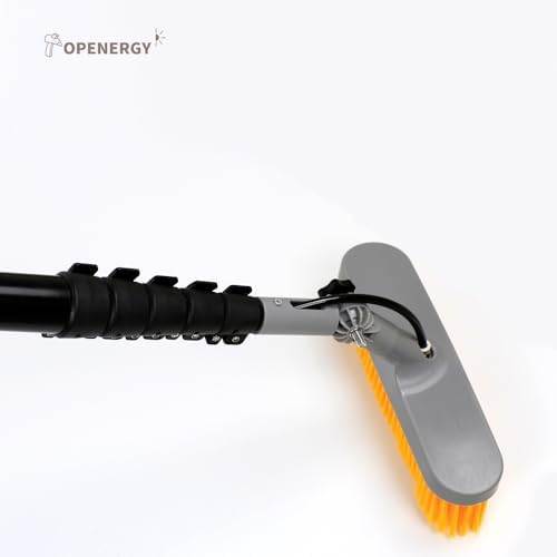 Topenergy Solar Panel Cleaning Brush and Pole Kit, 18Ft Extendable Water Fed Pole Kit, Outdoor Window Cleaner Tool for Solar Panel, Window, Roof, RV, Glass, House Washing