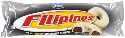Artiach - Filipinos Cookies - Crunchy Ring-Shaped Biscuits Dipped in Real Chocolate - 128g each - Product of Spain (White Chocolate, Pack of 1)