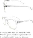 Readerest Blue Light Blocking Reading Glasses Computer Eyeglasses With Thin Reflective Lens, Antiglare, Eye Strain, UV Protection, Stylish For Men And Women (Clear, 0.0 Magnification)